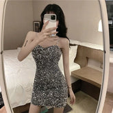 BXOXO Spring New Glitter Tank Dress Women's Elegant Versatile Base Layer Outer Wear Tightening Sexy Smooths Your Silhouette